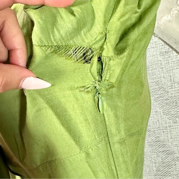 Y2K Miss Sixty green long sleeve bow blouse with silk collar size S - Picture 9 of 10